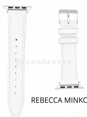 Rebecca Minkoff White Silver Leather Apple Watch Band Strap 38MM 40MM Buckle